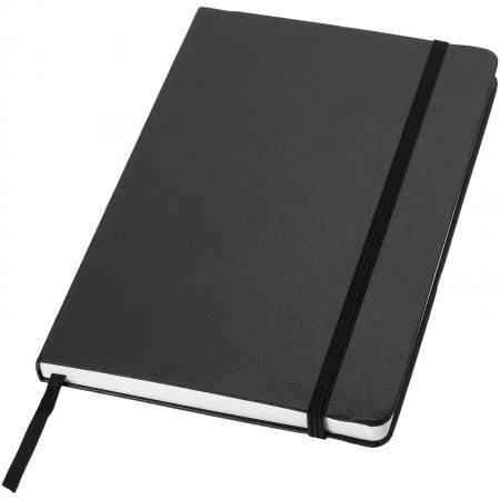 Classic office notebook, solid black, 21,3 x 14,4 x 1,5 cm