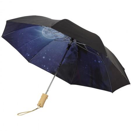 21" Clear night sky 2-section automatic umbrella, solid blac - BRANIO