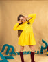 Sarafan fete maneca lunga galben