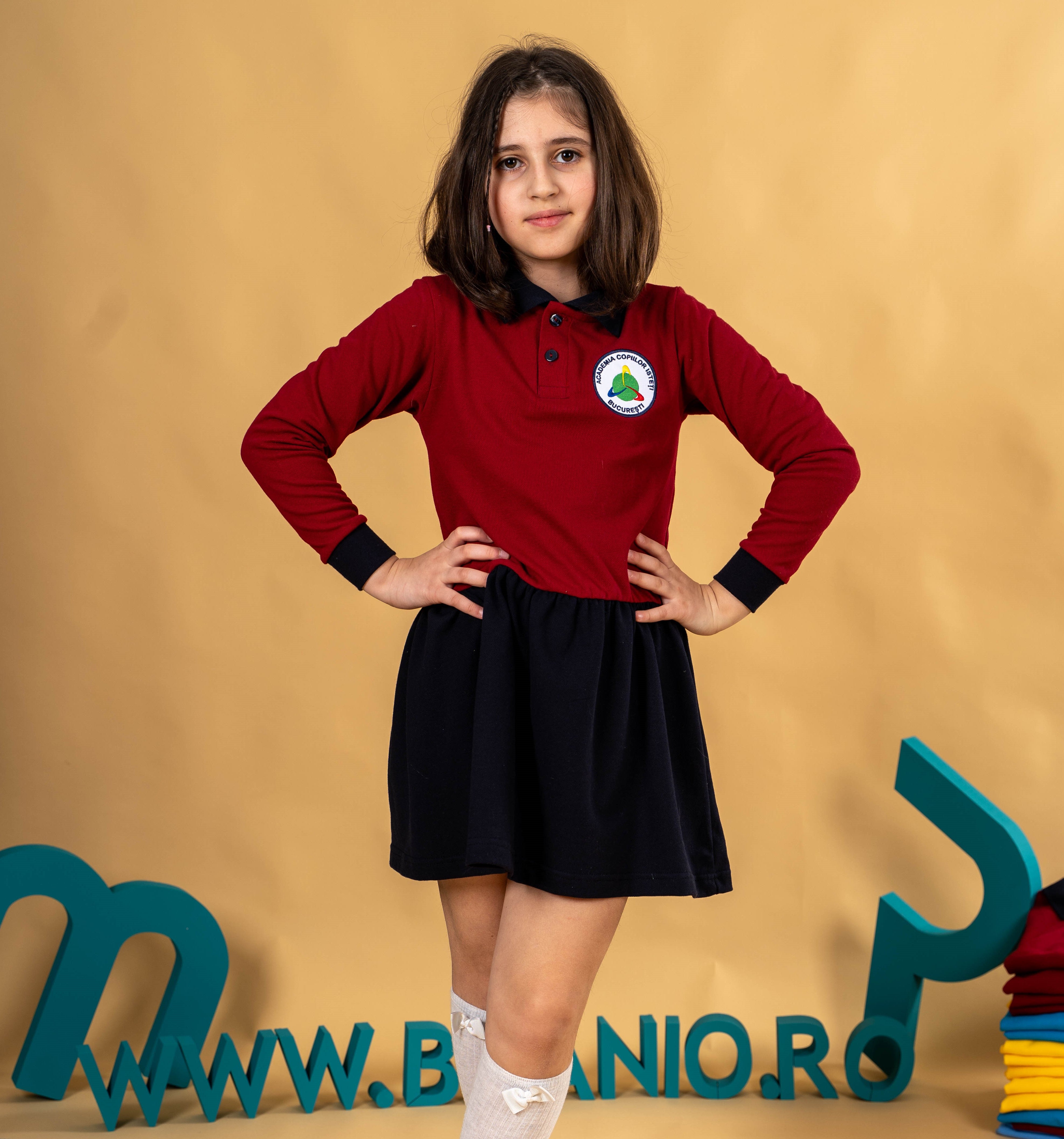 Sarafan fete bicolor visiniu/negru – BR03