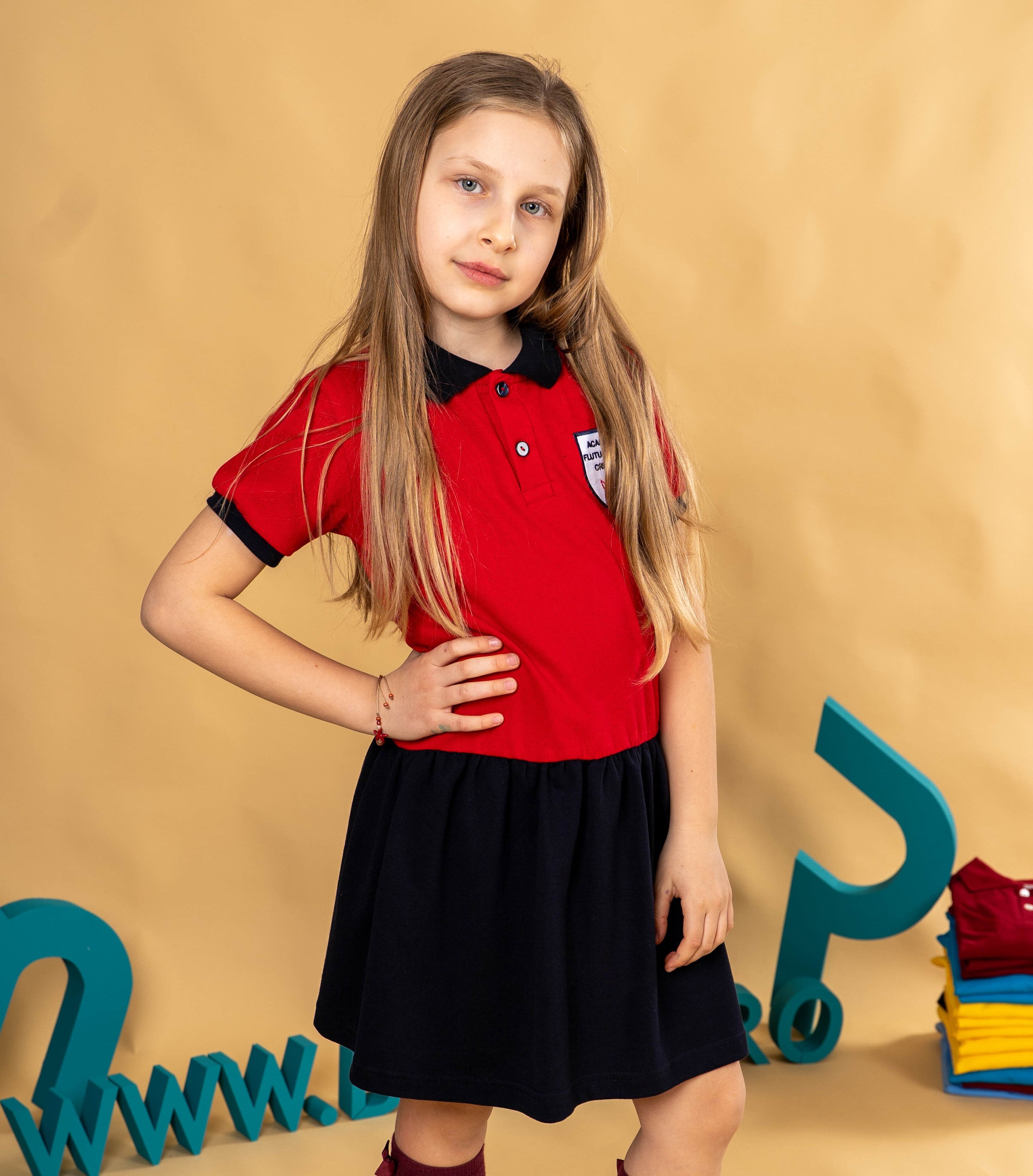 Sarafan fete bicolor rosu /negru - BR39