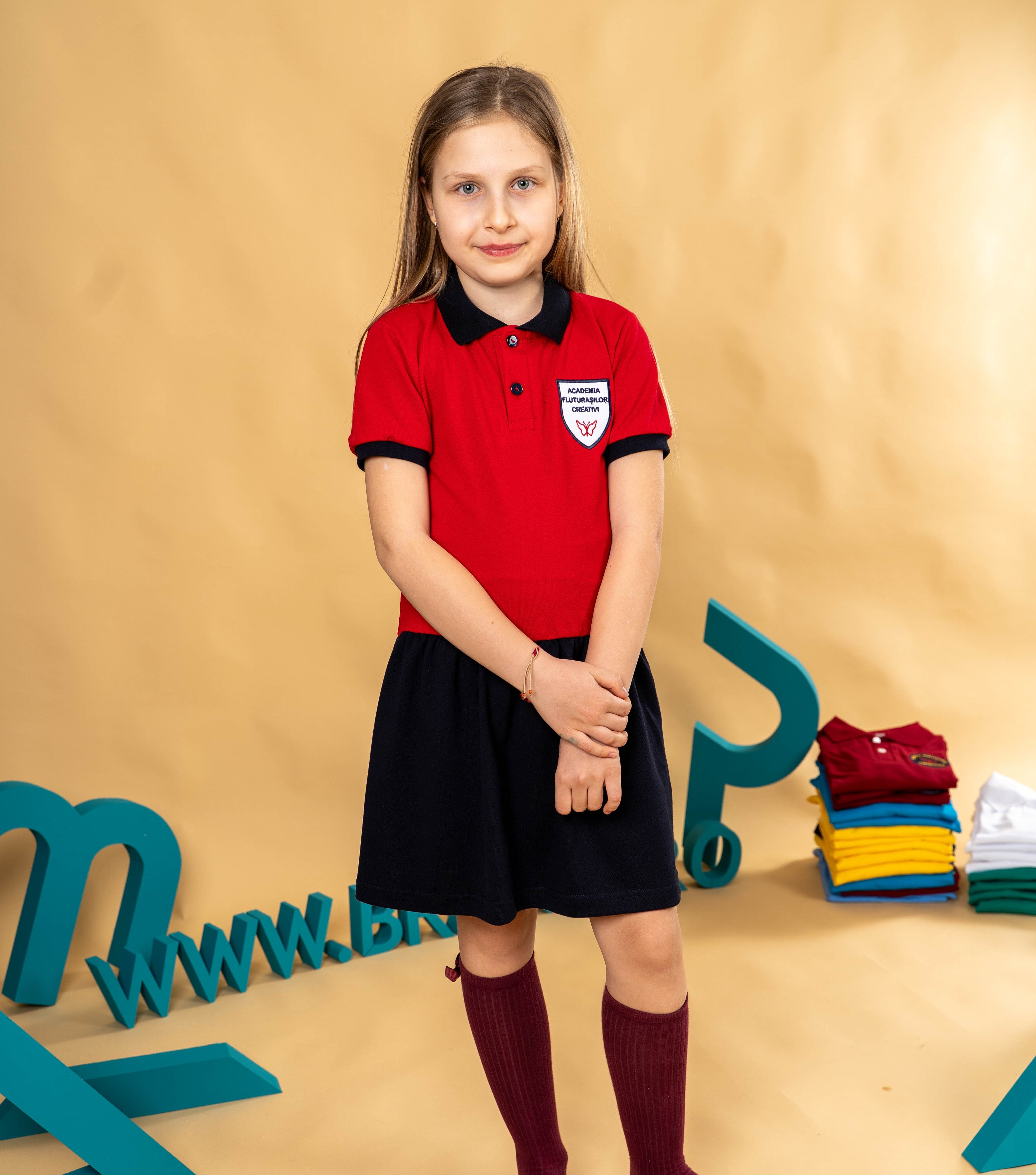 Sarafan fete bicolor rosu /negru - BR39