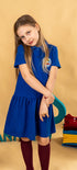 Sarafan cu mânecă scurtă și vestă – albastru royal cu personalizare