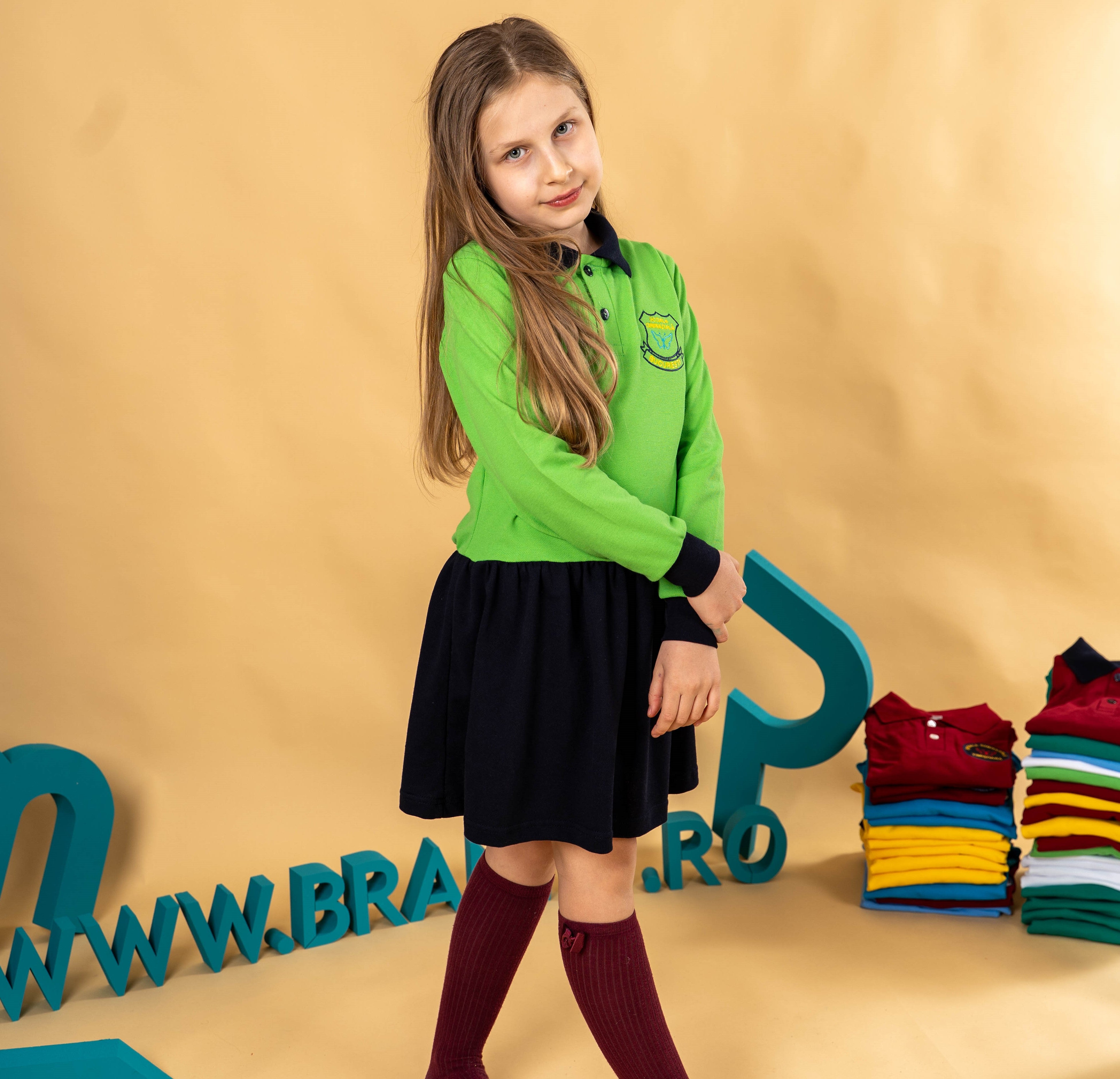 Sarafan fete bicolor verde/negru – BR05