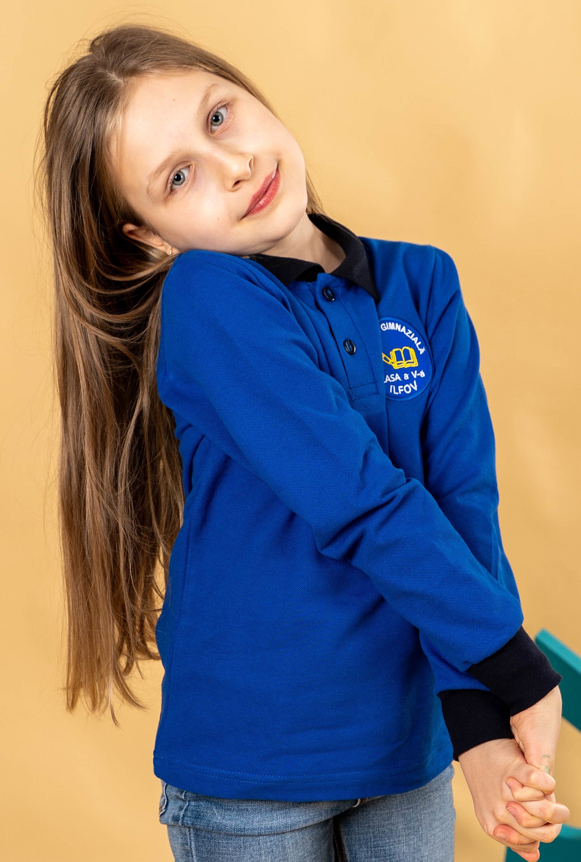 Tricouri polo bicolore cu mânecă lunga - Galben, verde, albastru, alb, negru, visiniu