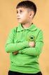 Tricou polo pentru copii cu maneca lunga verde - BR11