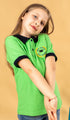 Tricou polo pentru copii bicolor verde/negru - BR14