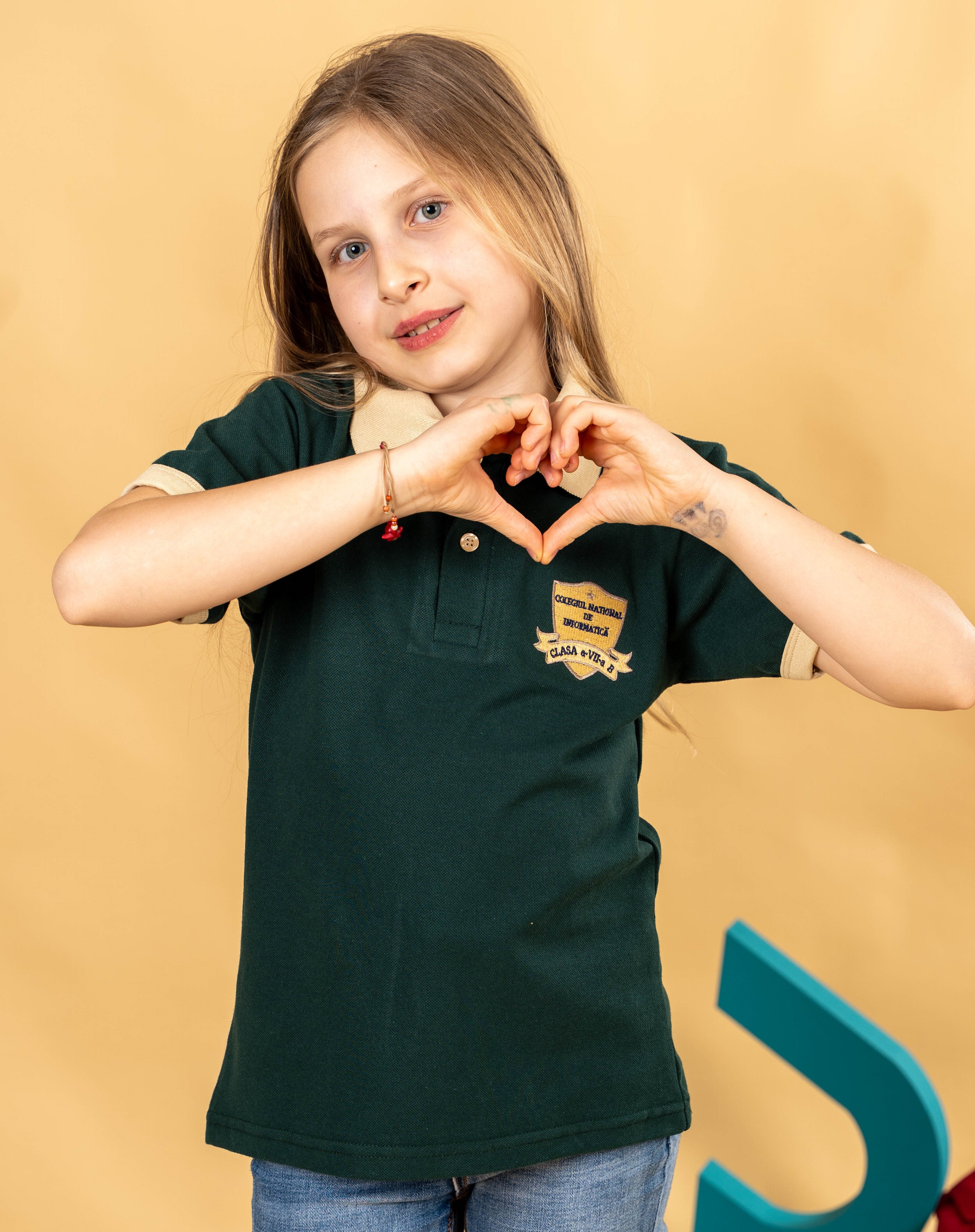 Tricou polo pentru copii cu maneca scurta bicolor - B17