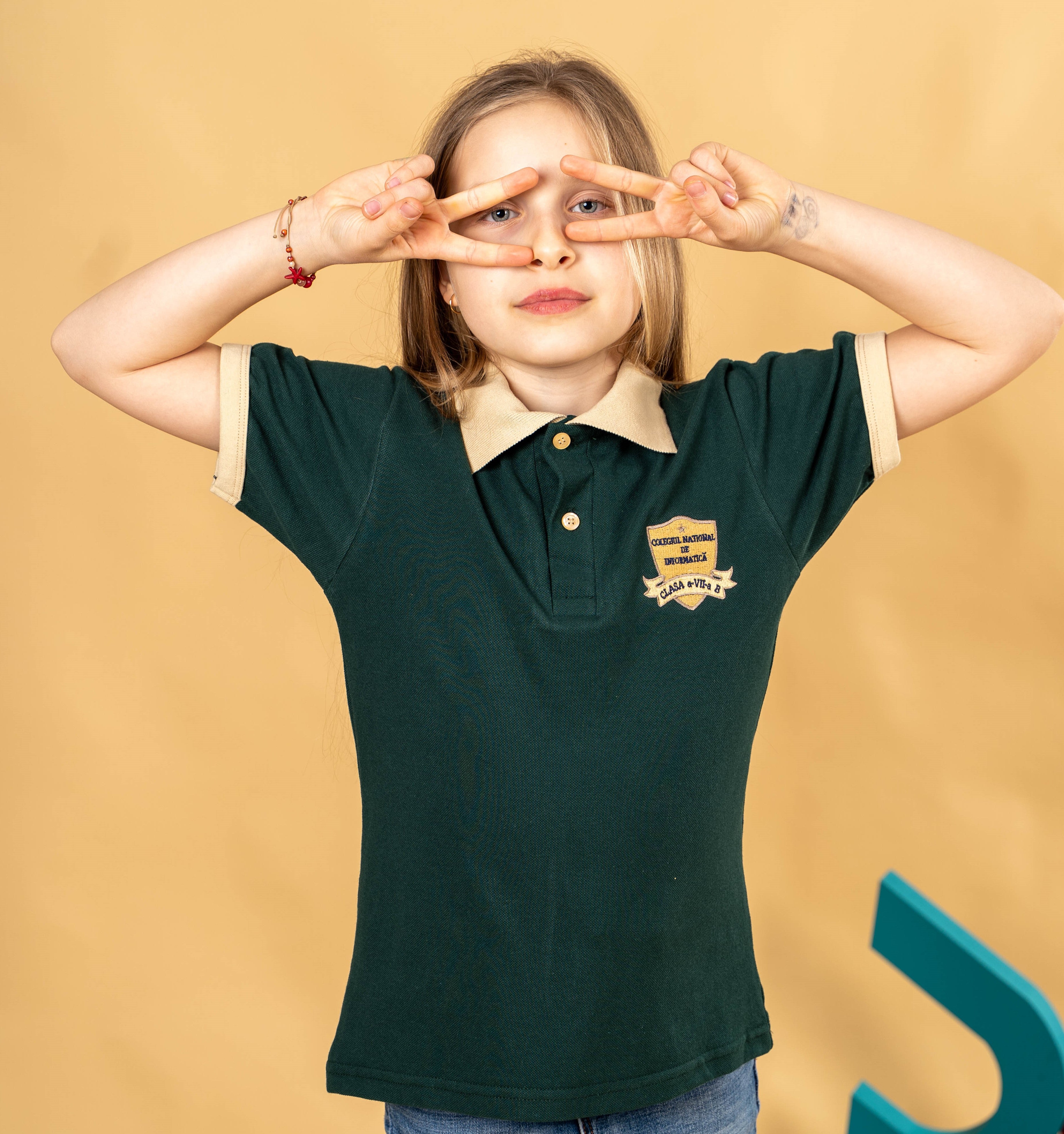 Tricou polo pentru copii cu maneca scurta bicolor - B17