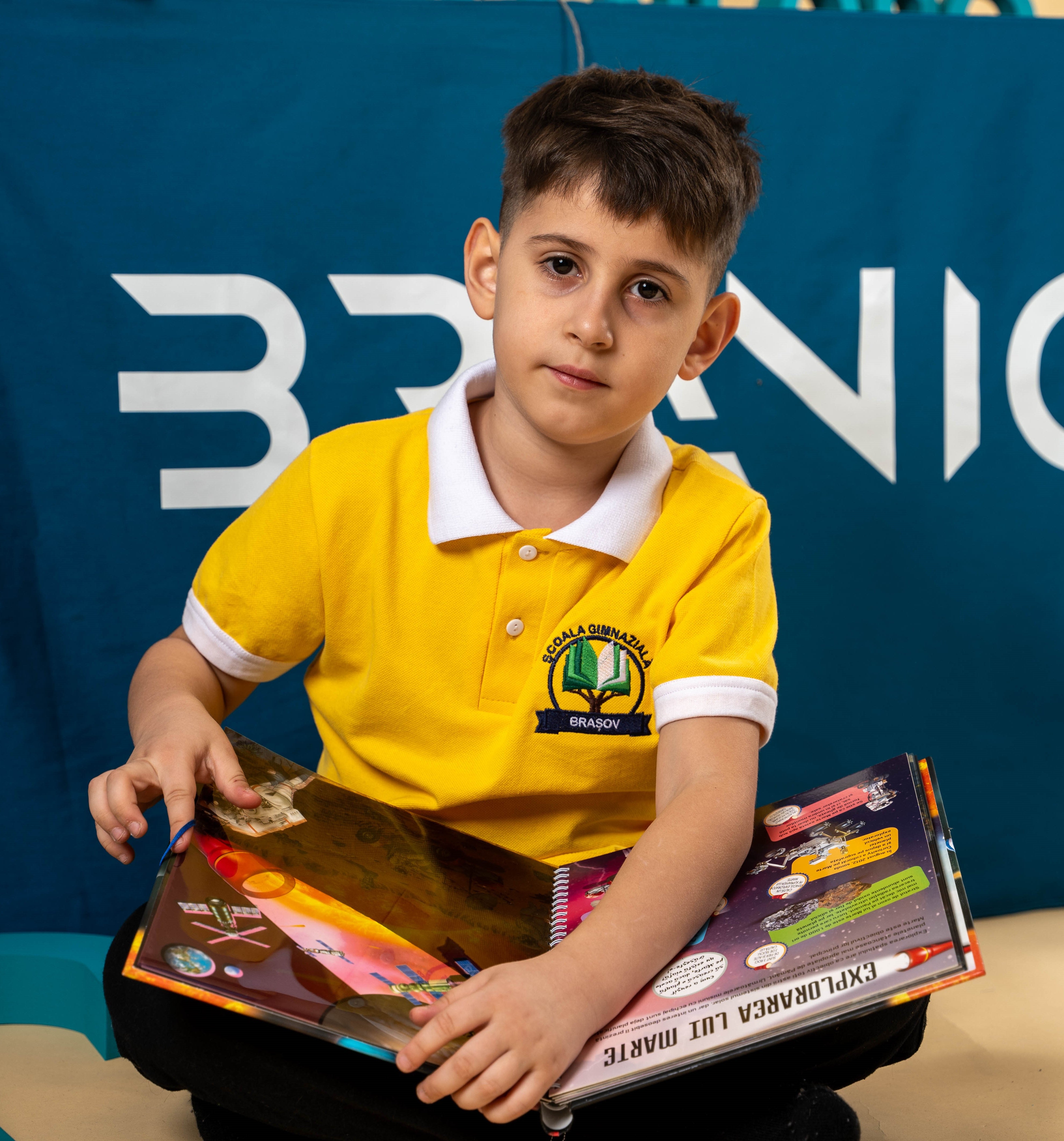 Tricou polo pentru copii cu maneca scurta galben/alb - BR25