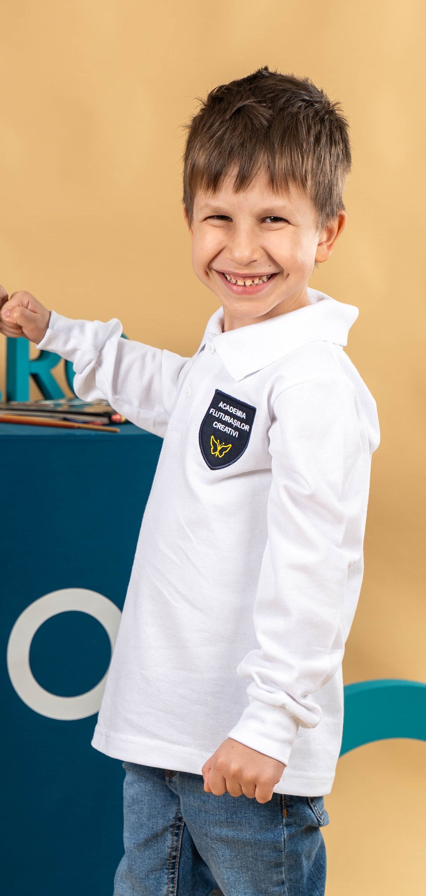 Tricou polo pentru copii cu maneca scurta alb - BR30