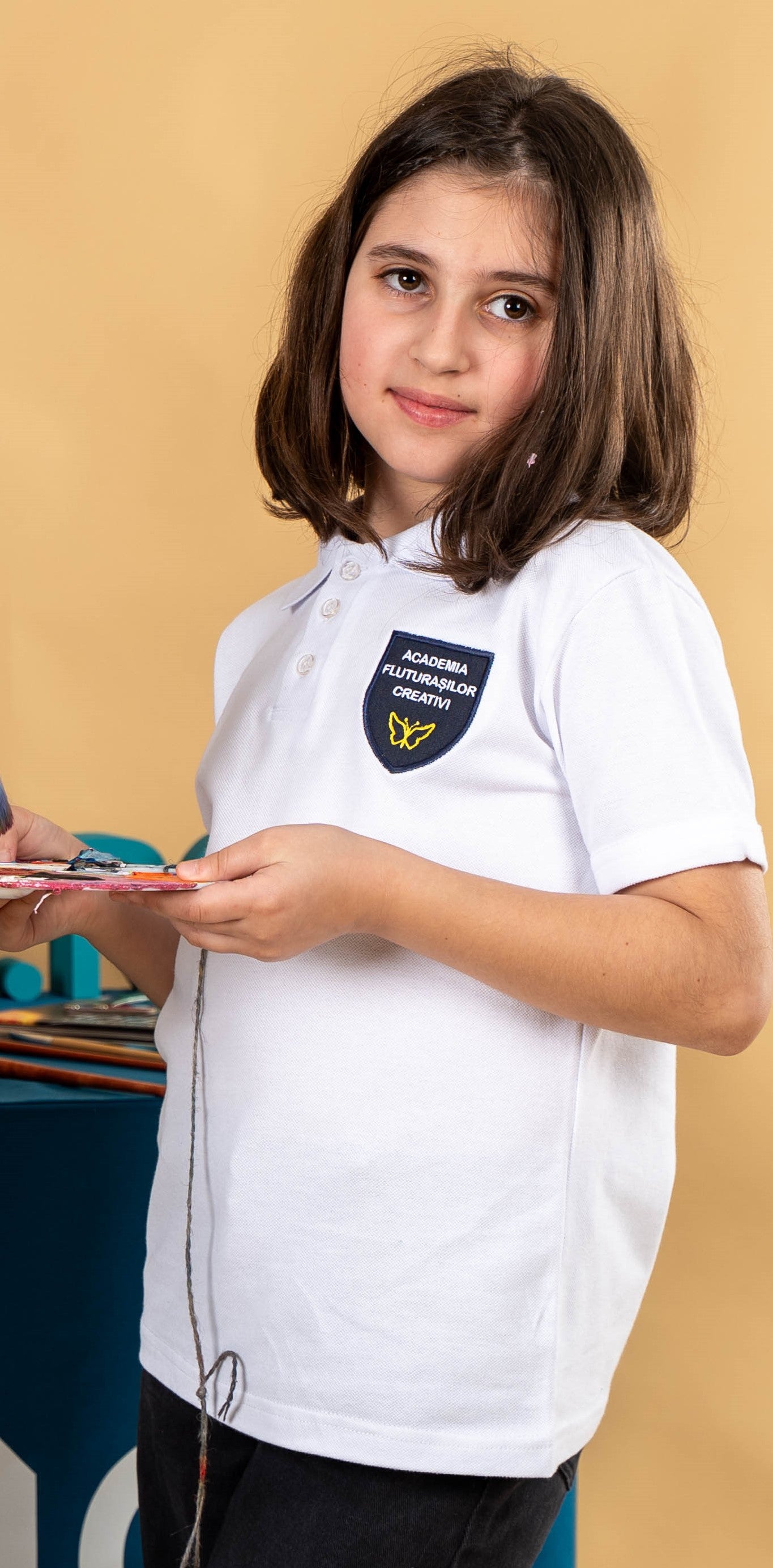 Tricou polo pentru copii cu maneca scurta alb - BR31