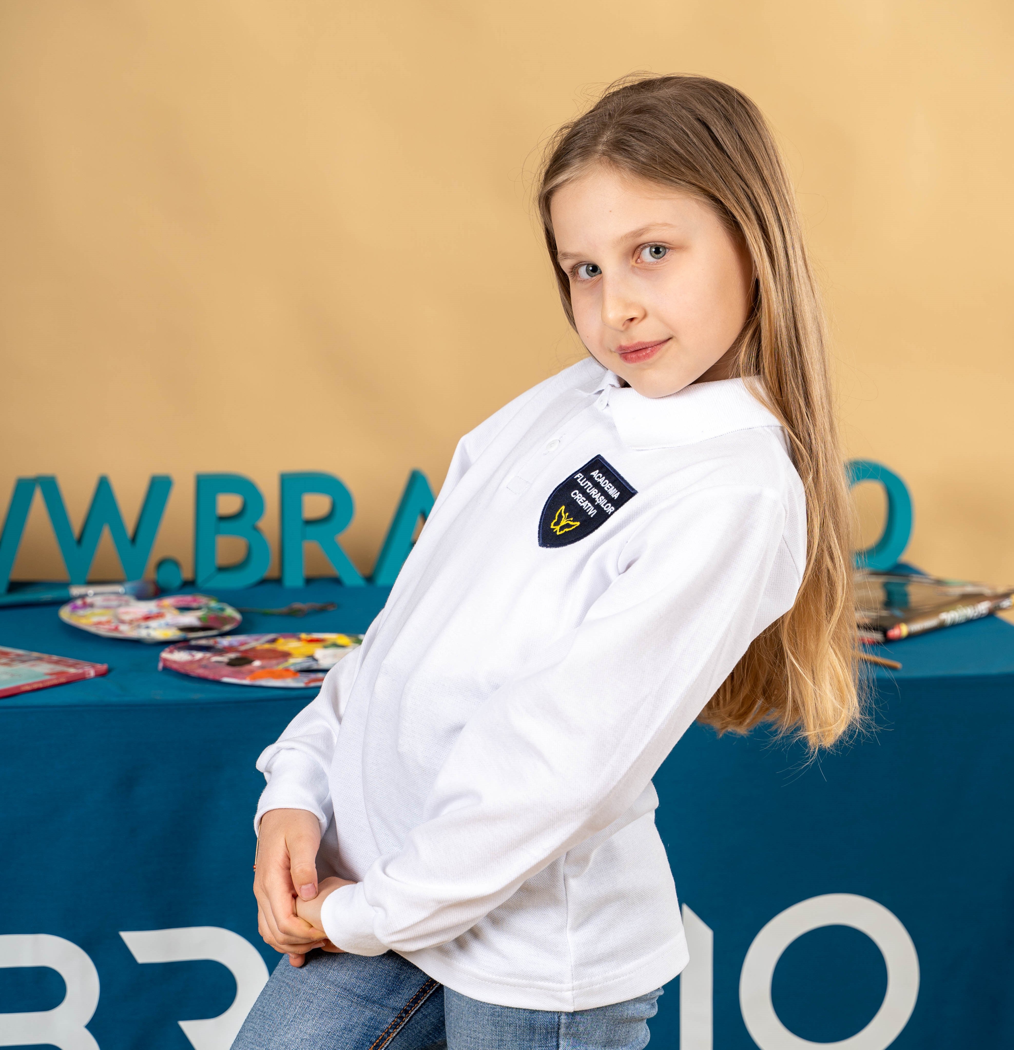 Tricou polo pentru copii cu maneca scurta alb - BR31