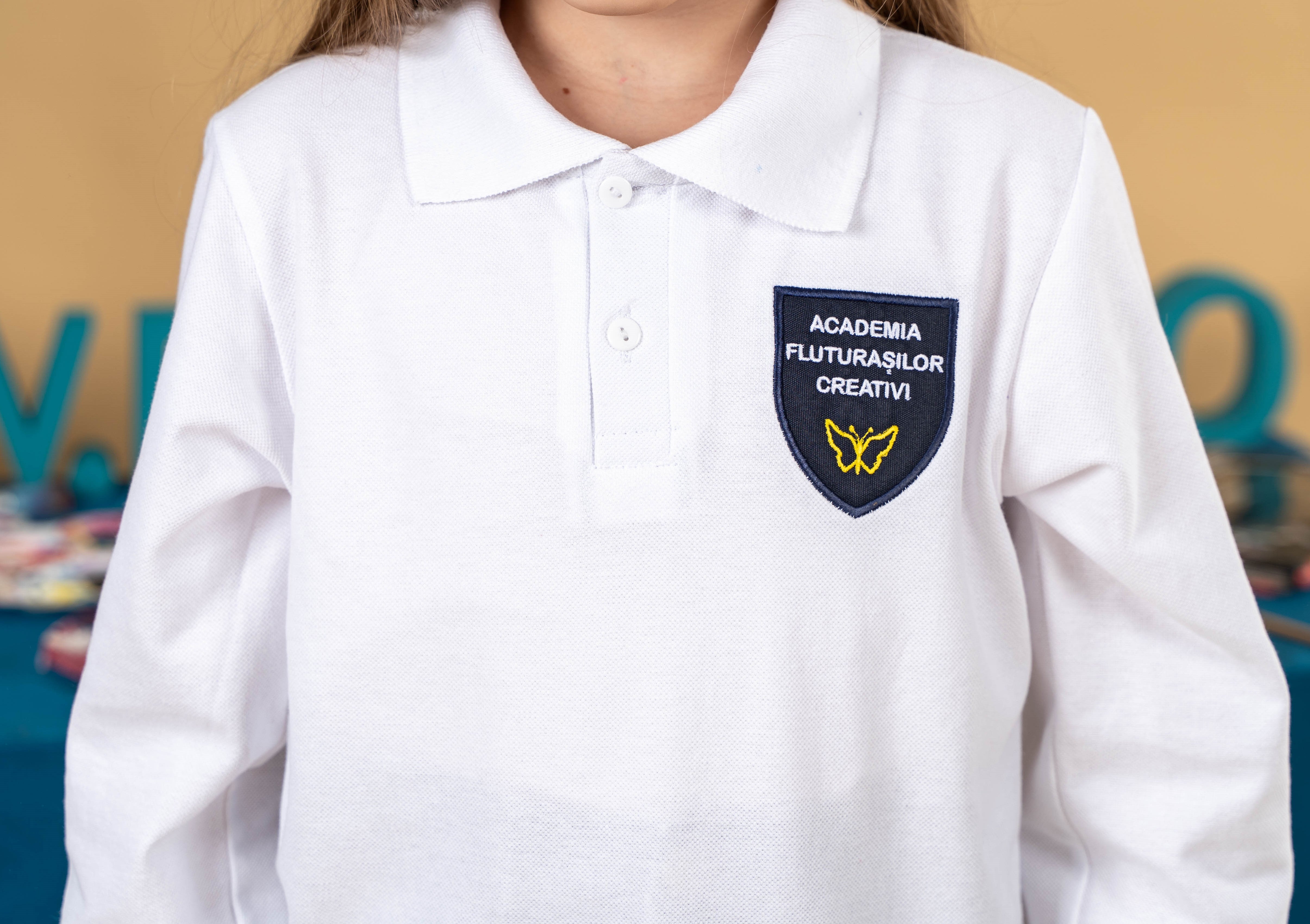 Tricou polo pentru copii cu maneca scurta alb - BR31