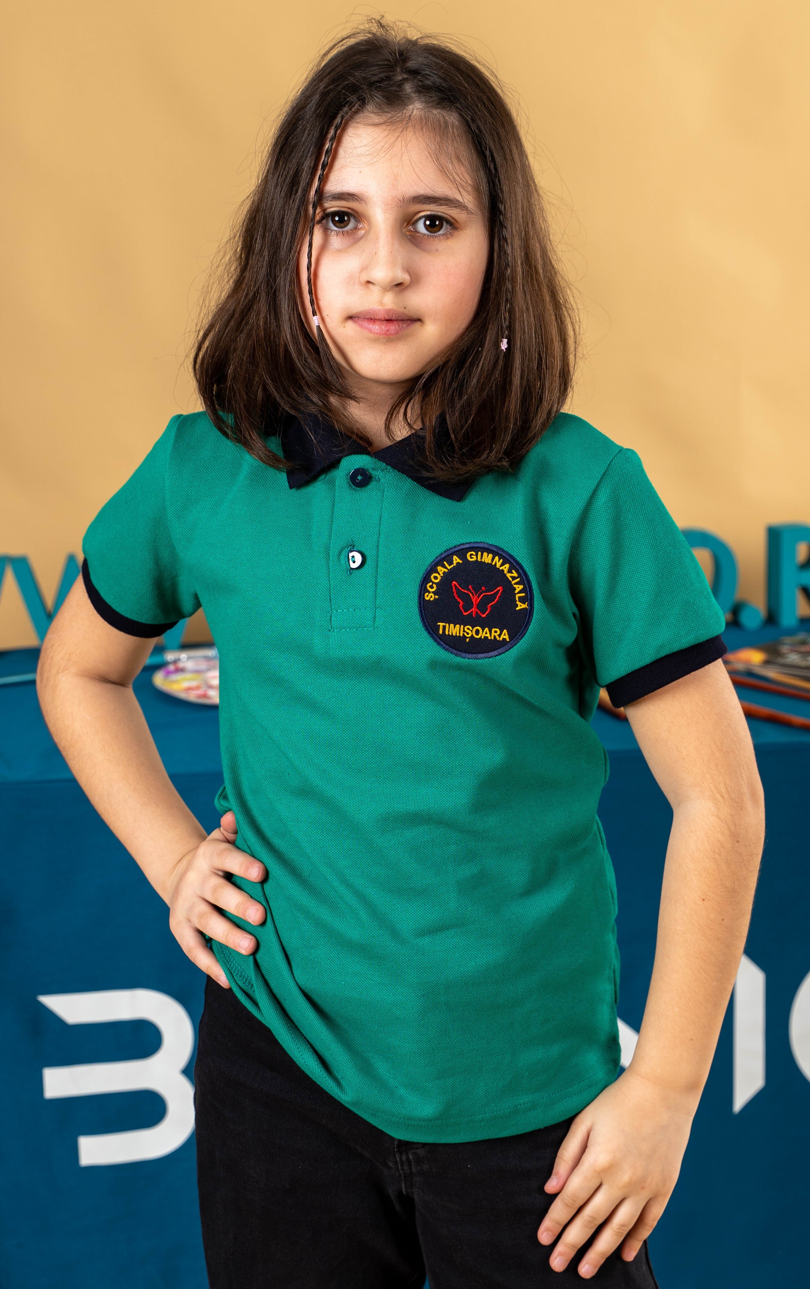 Tricouri polo bicolore cu mânecă scurtă- Galben, verde, albastru, alb, negru