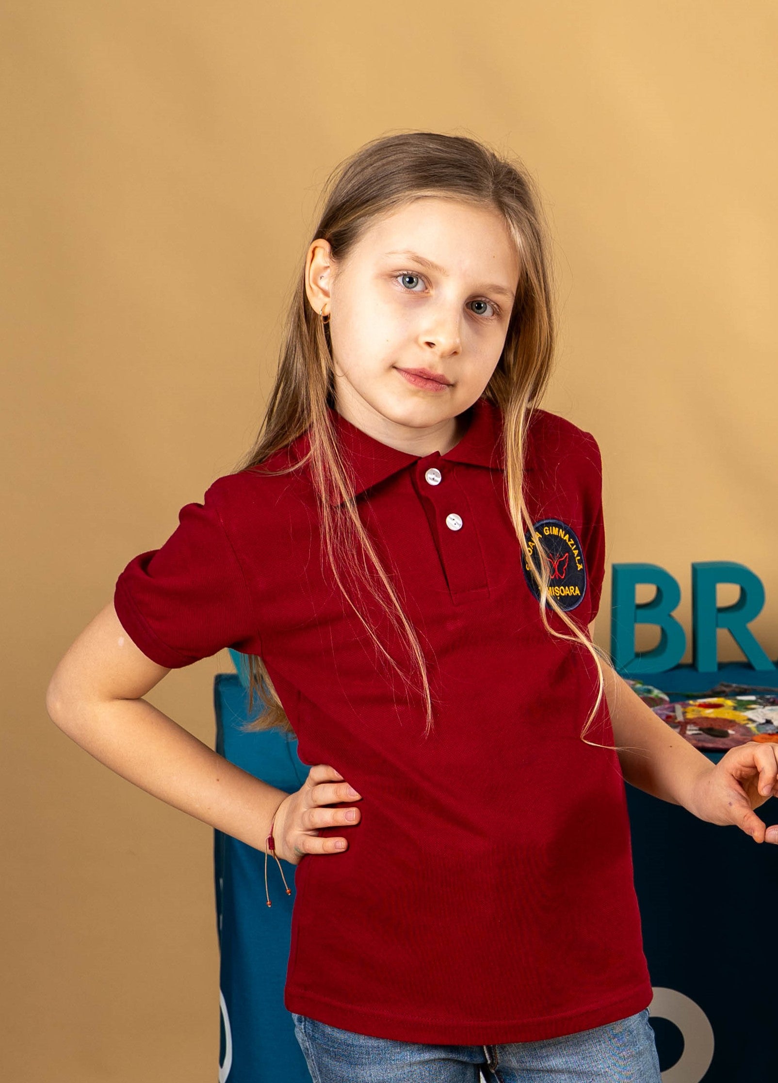 Tricou polo pentru copii visiniu - BR32