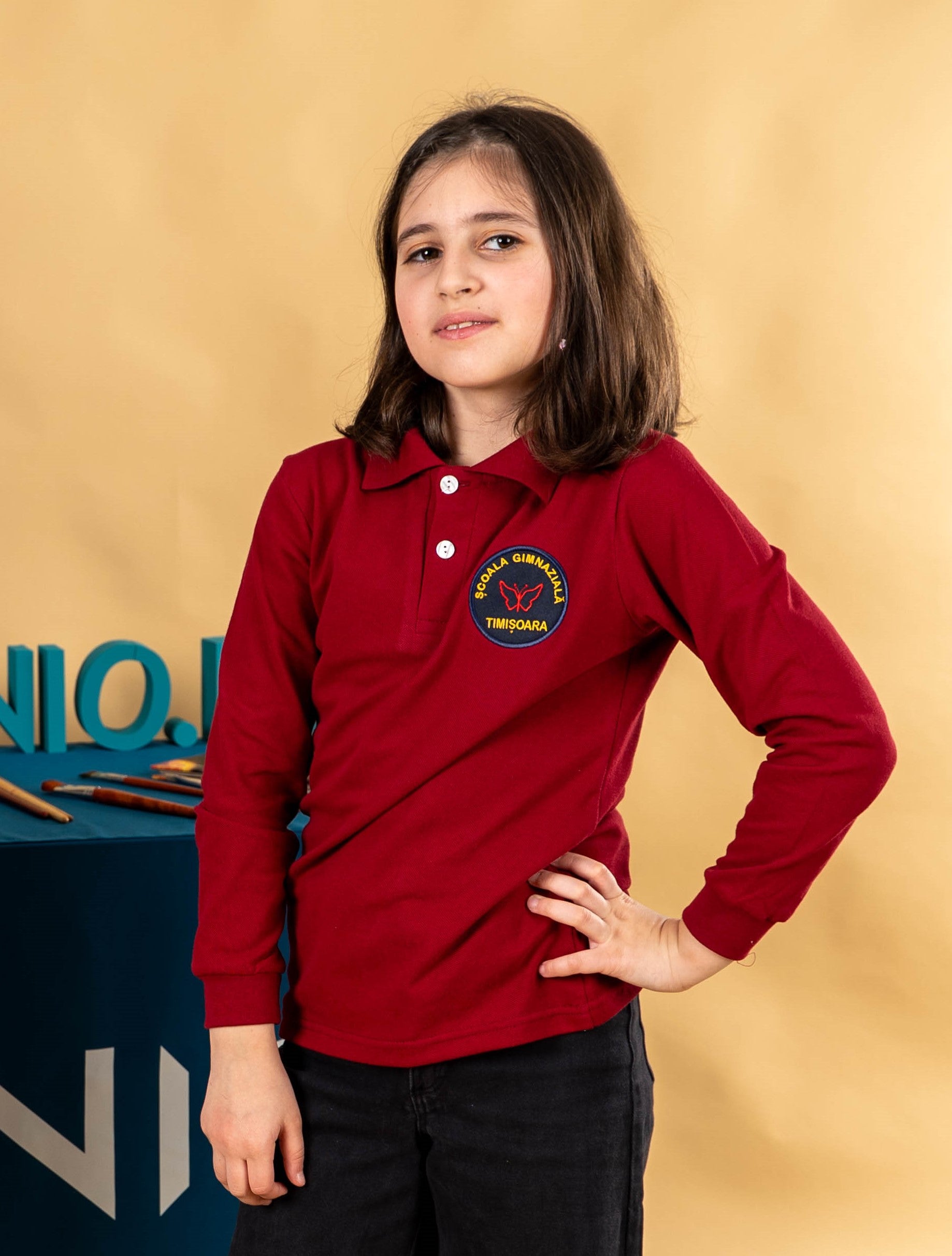 Tricou polo pentru copii visiniu - BR32