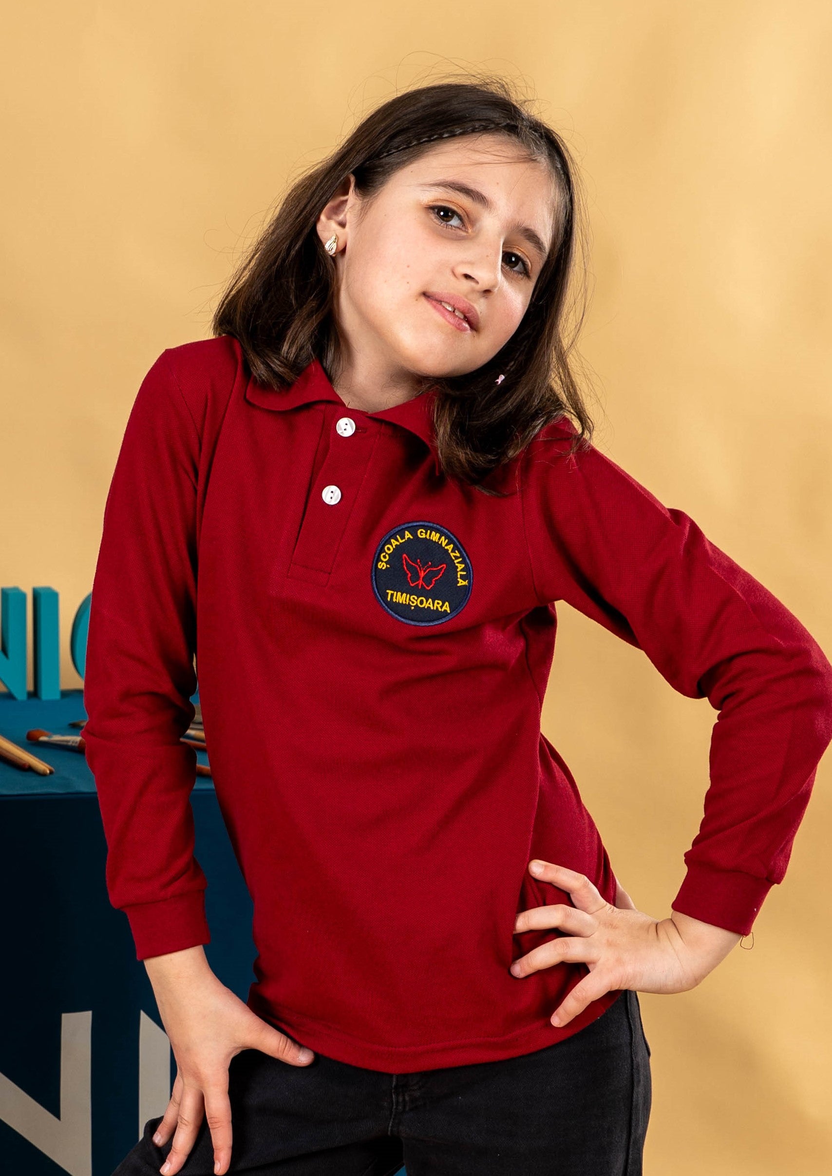 Tricou polo pentru copii visiniu - BR41