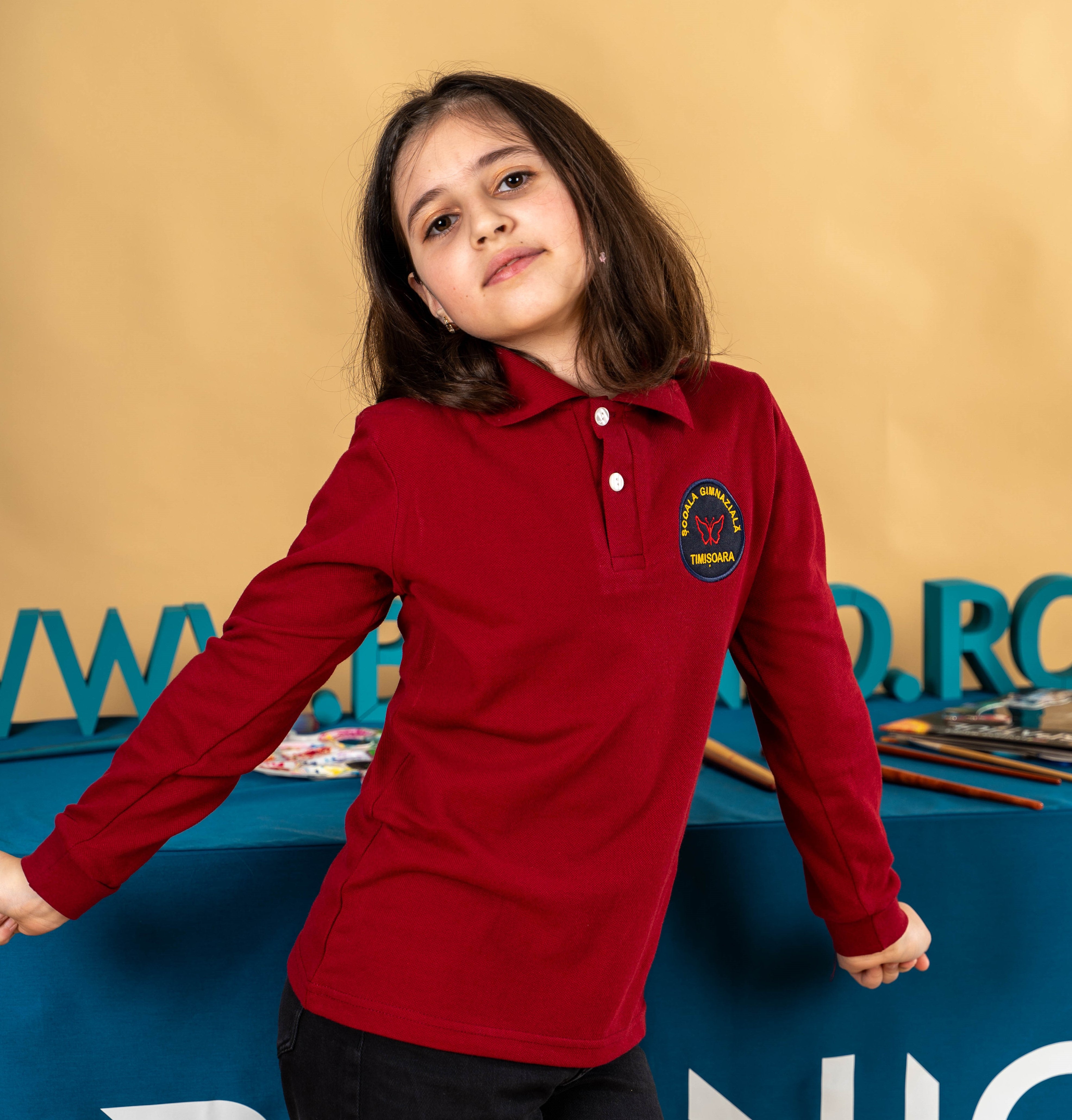 Tricou polo pentru copii visiniu - BR32