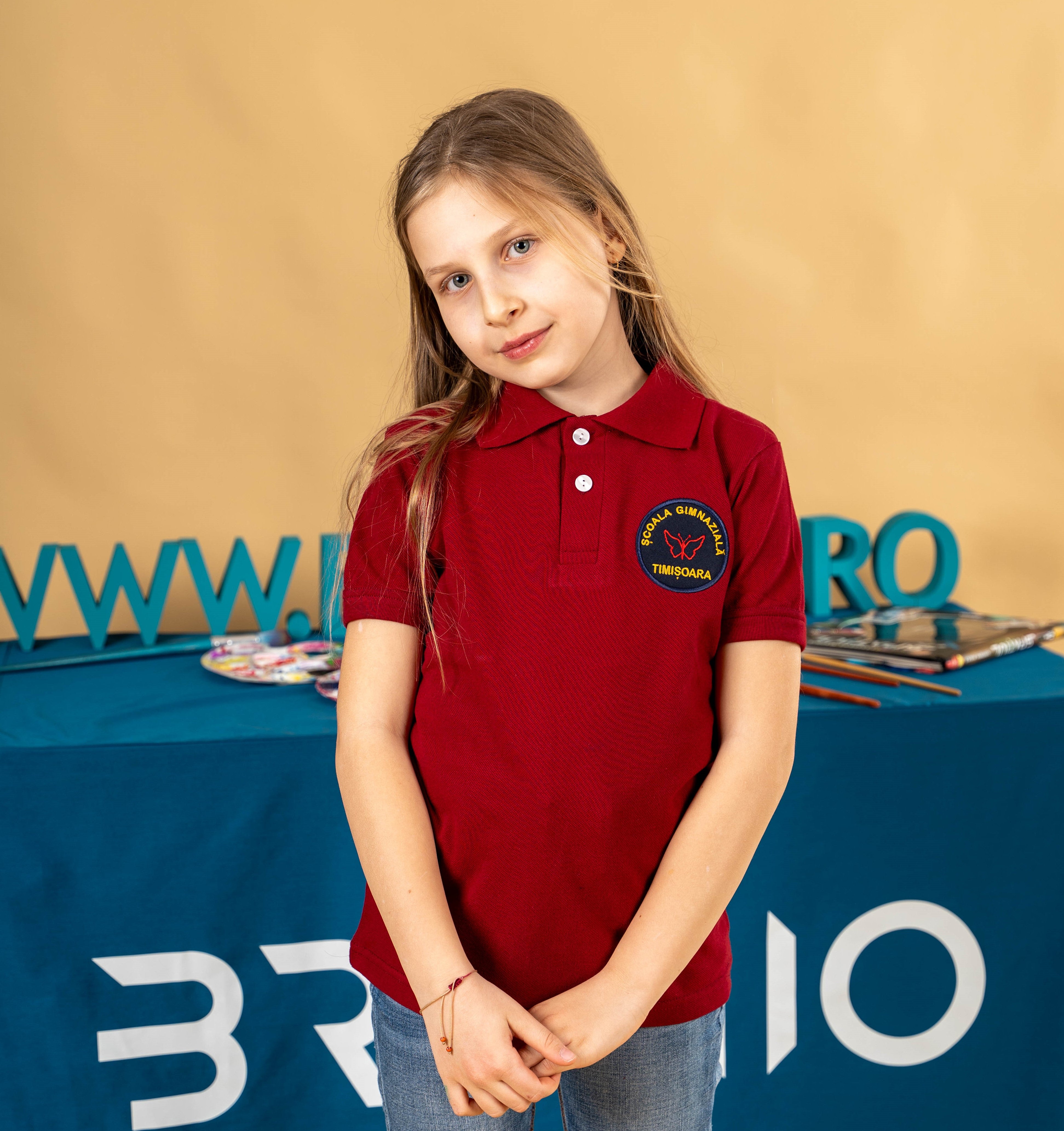 Tricou polo pentru copii visiniu - BR32