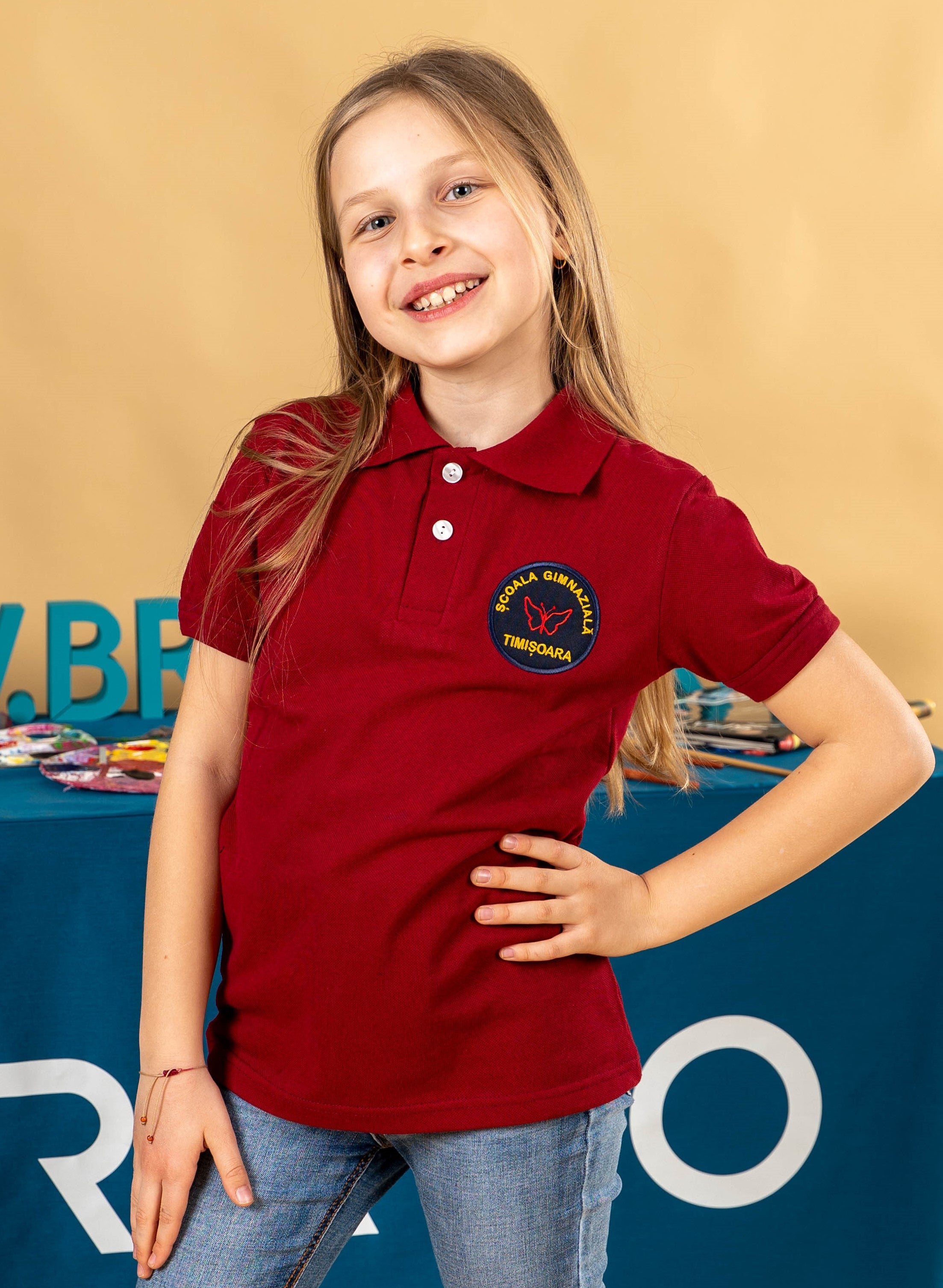 Tricou polo pentru copii visiniu - BR41