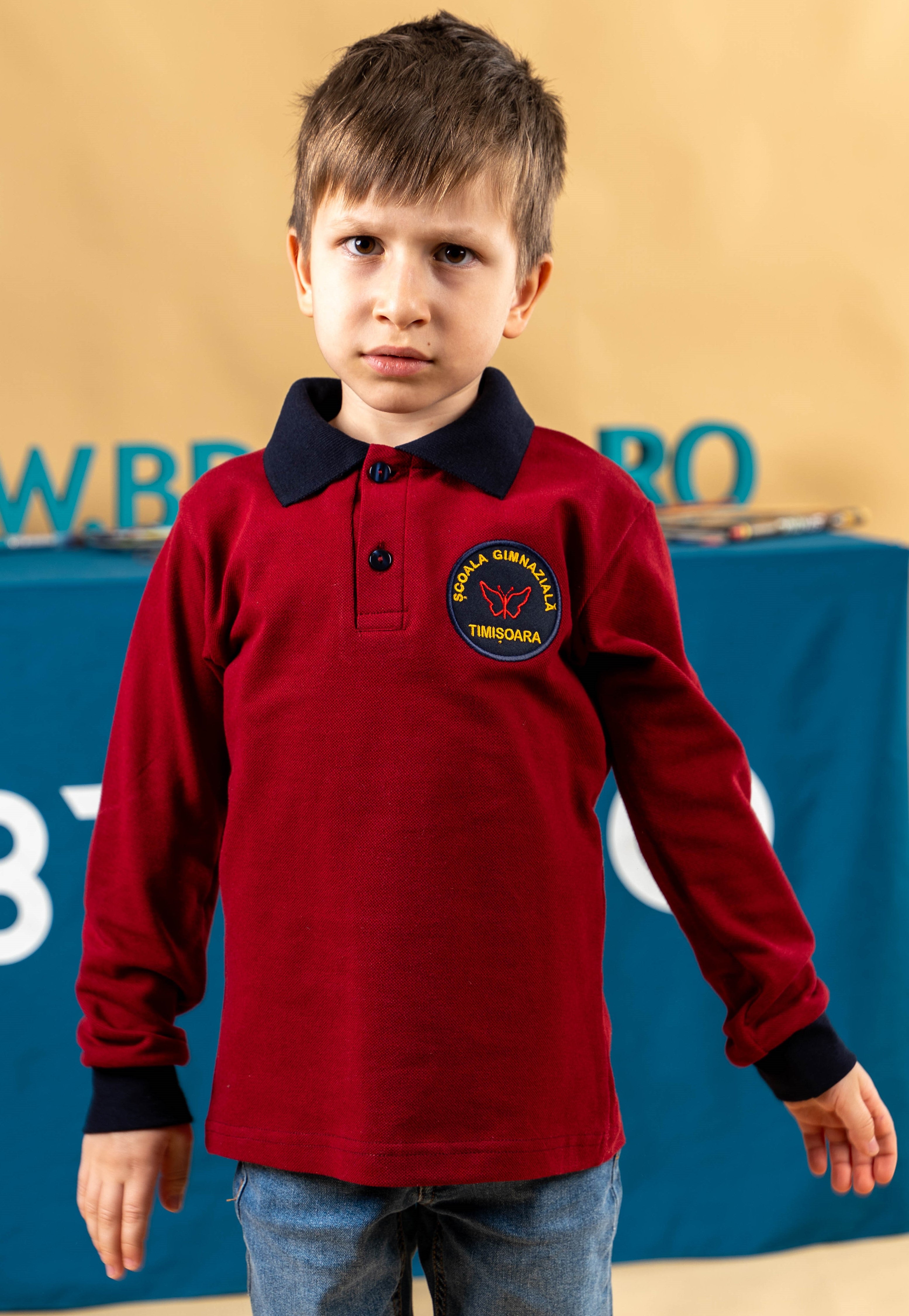 Tricouri polo bicolore cu mânecă lunga - Galben, verde, albastru, alb, negru, visiniu