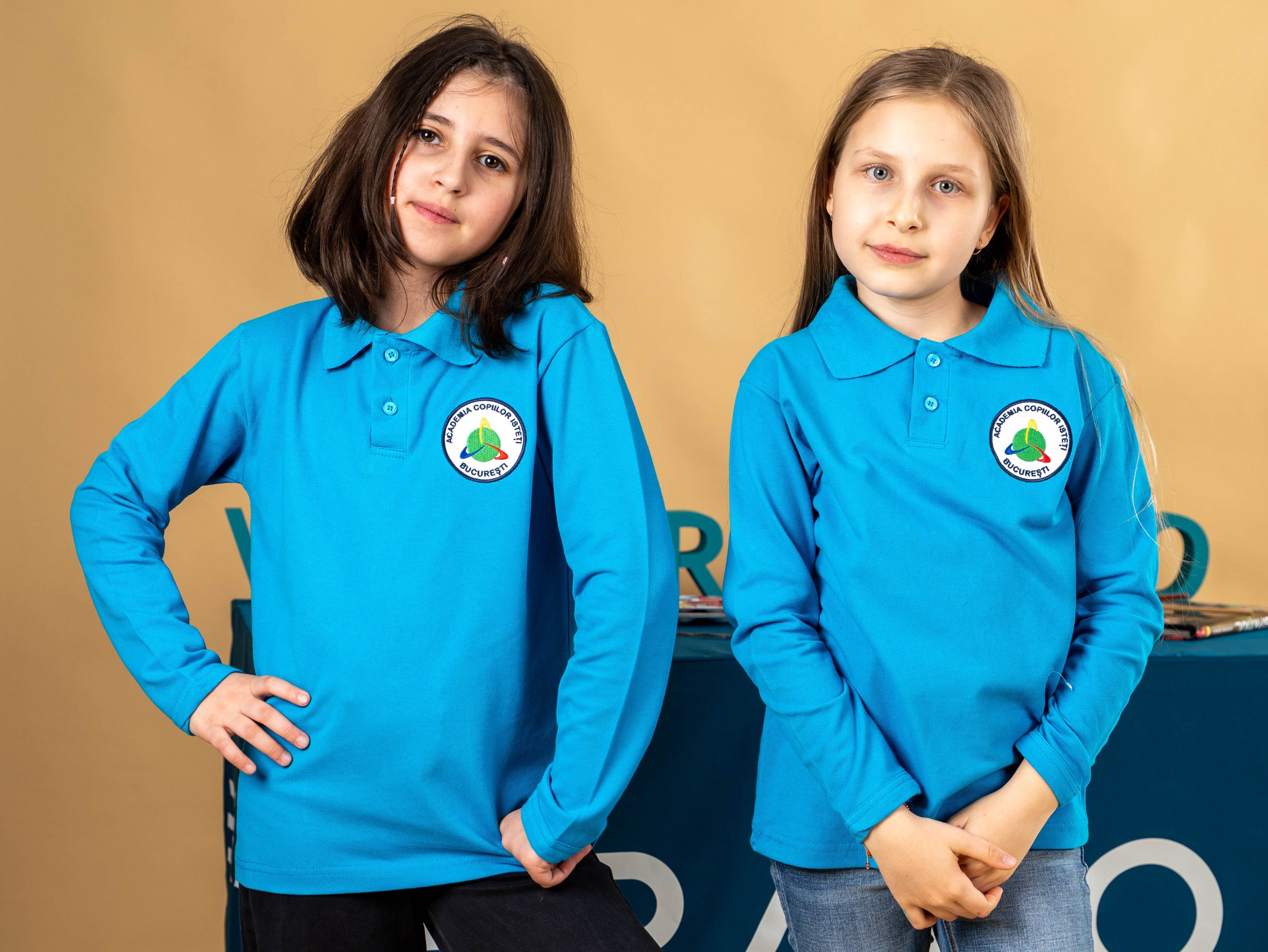 Tricou polo pentru copii cu maneca lunga albastru - BR08