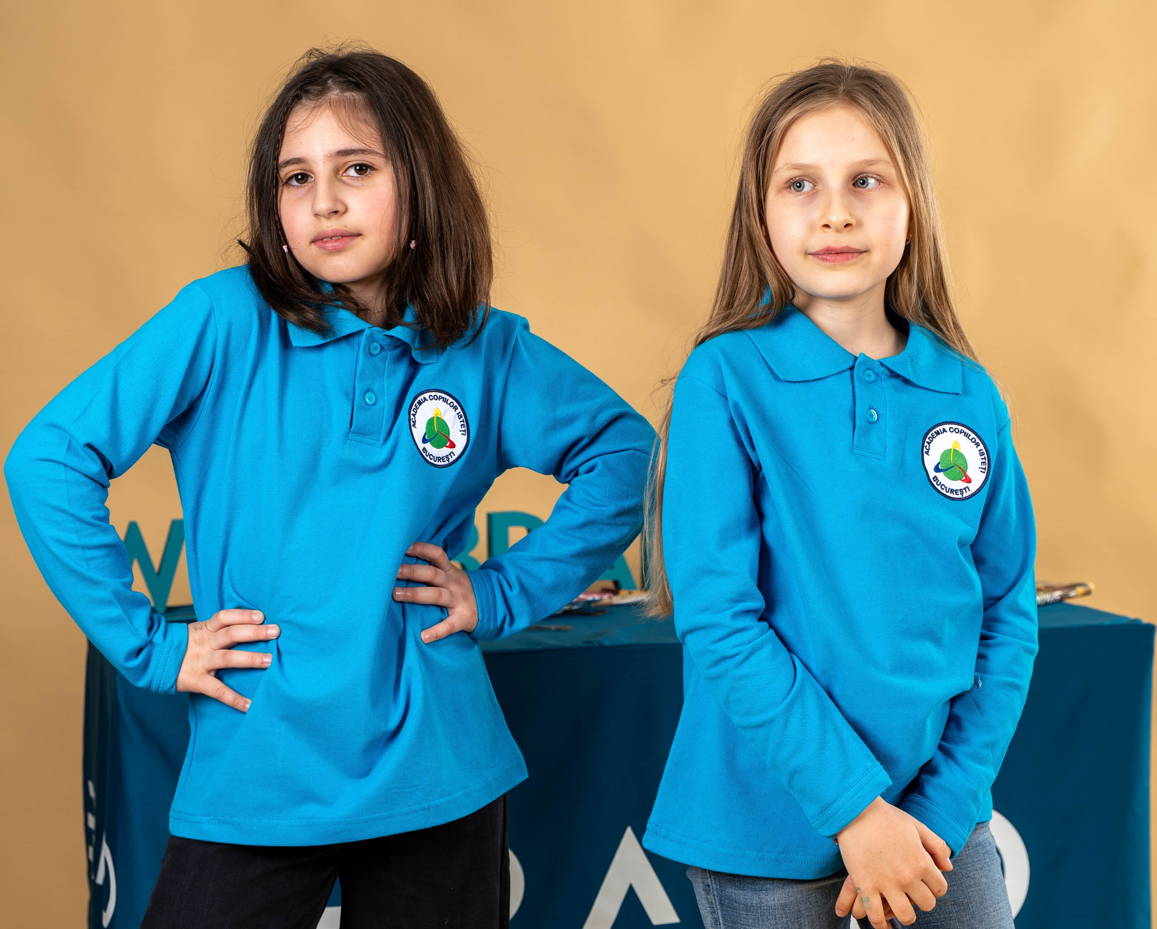 Tricou polo pentru copii cu maneca lunga albastru - BR08