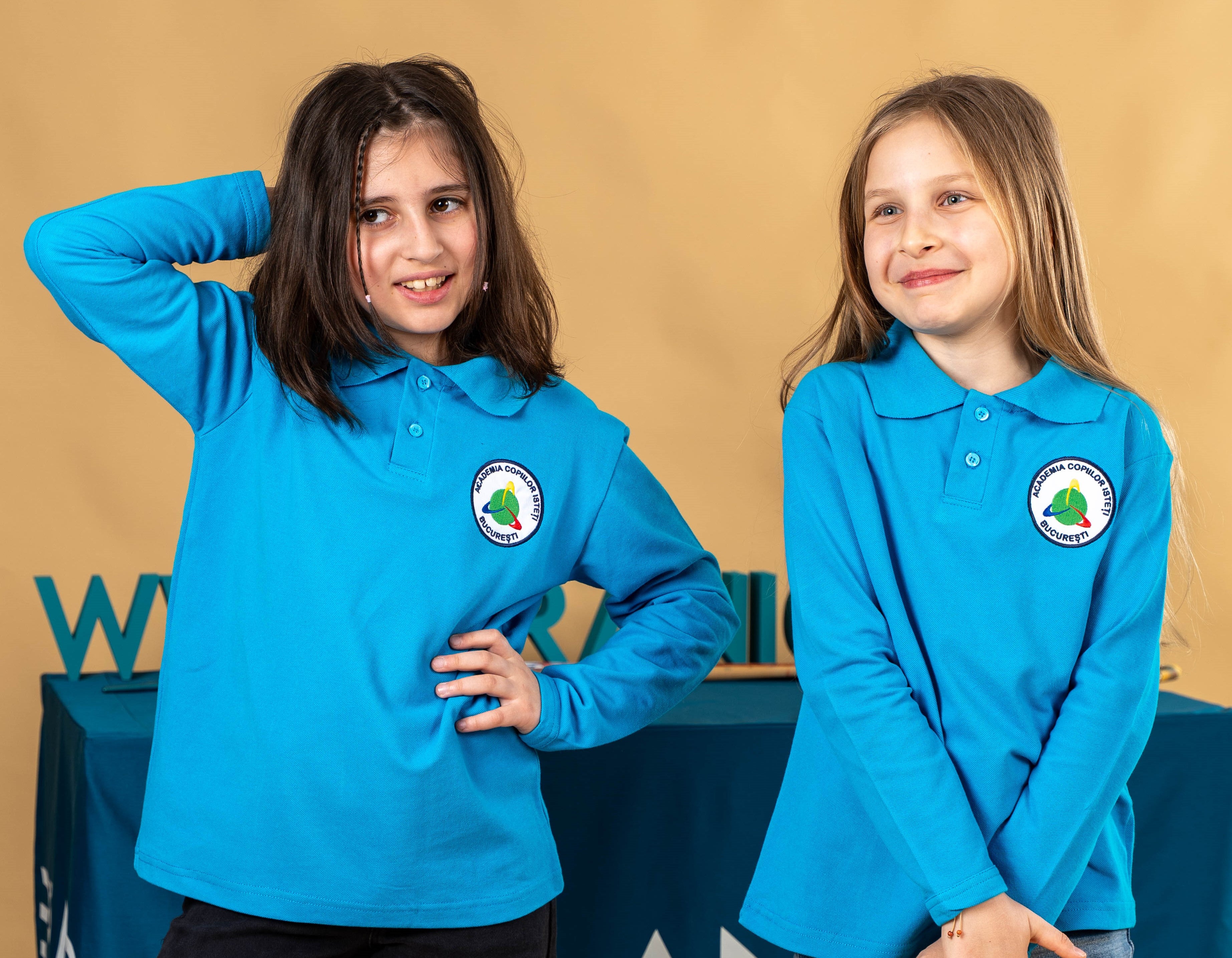 Tricou polo pentru copii cu maneca lunga albastru - BR08