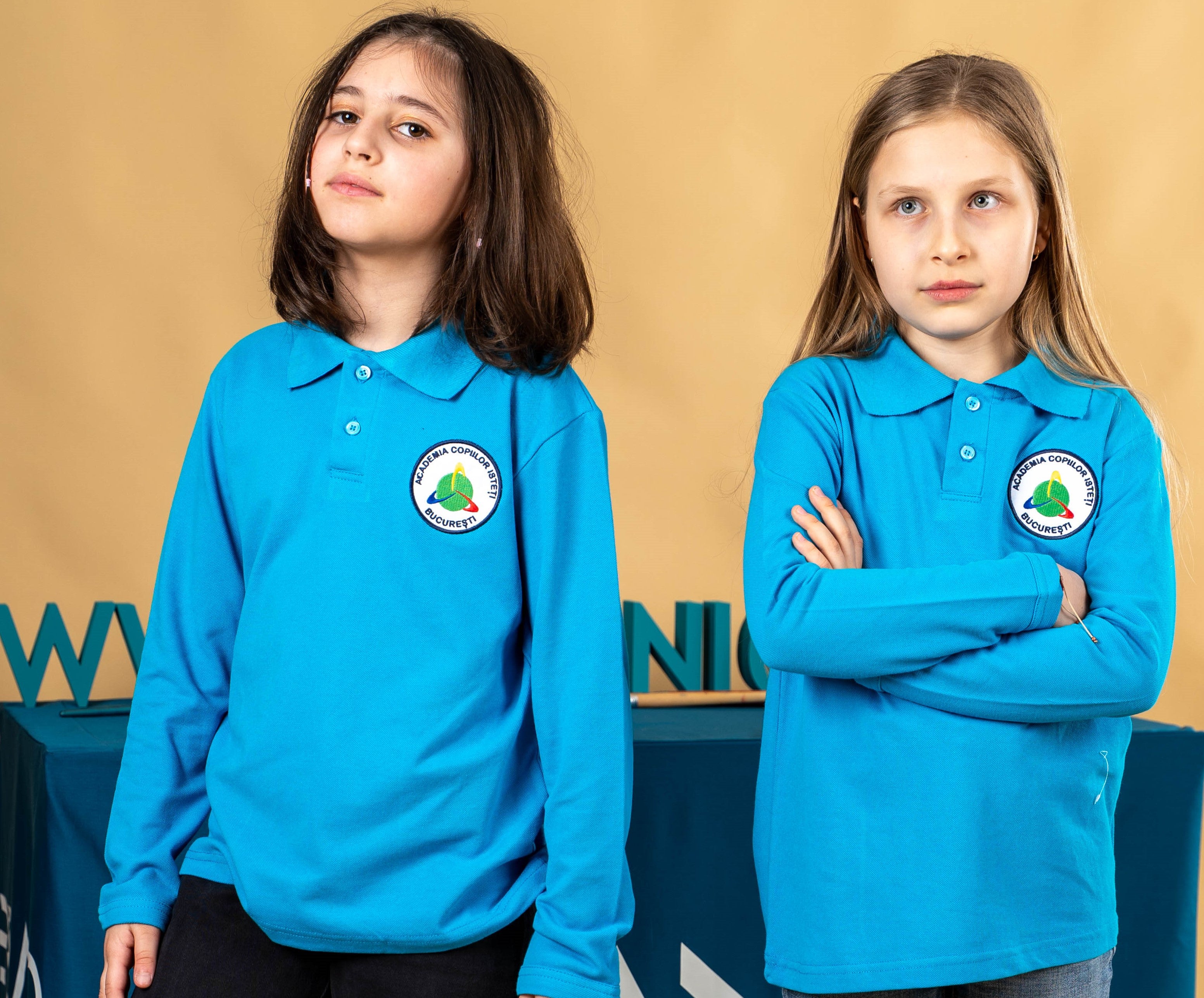 Tricou polo pentru copii cu maneca lunga albastru - BR08