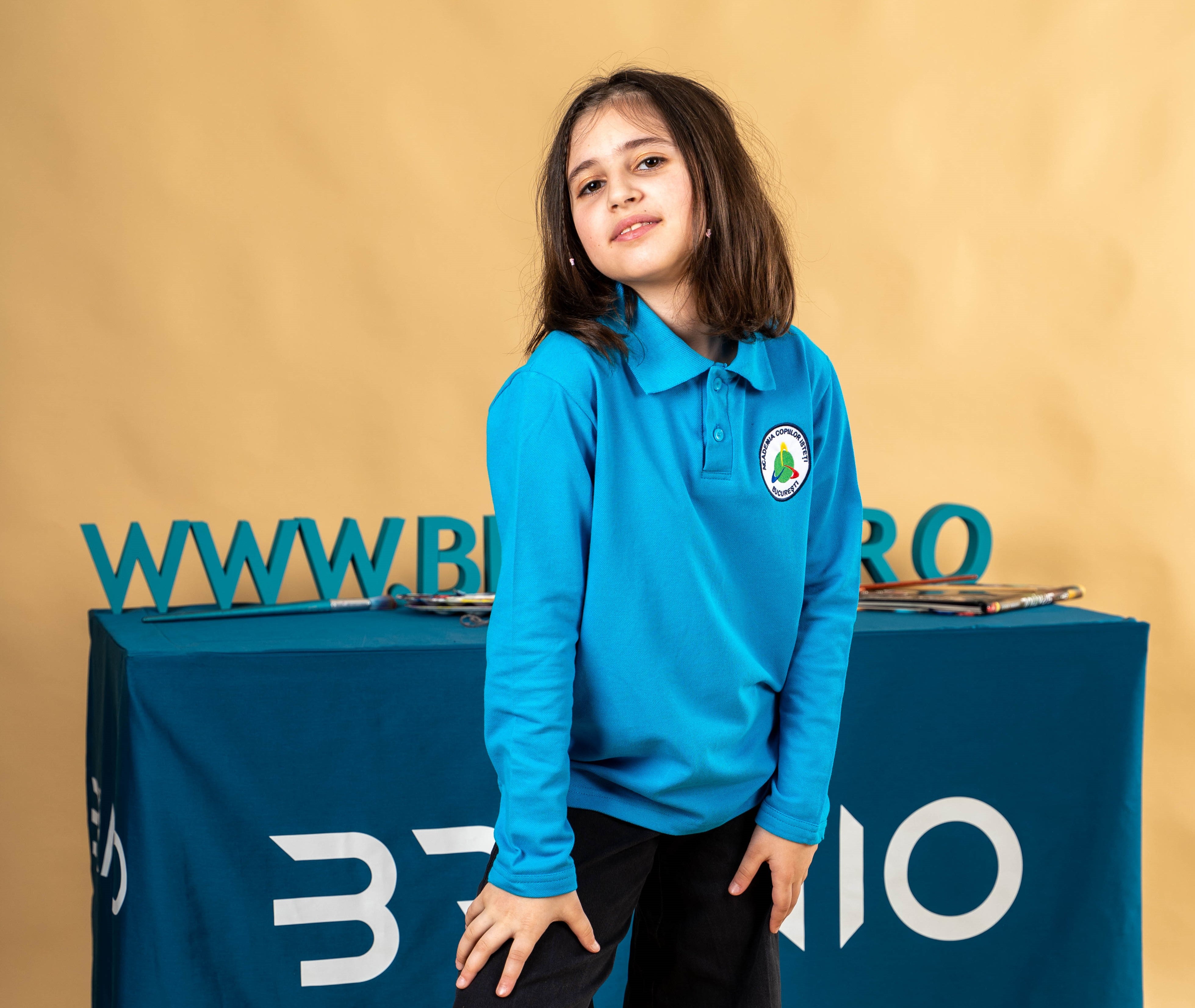 Tricou polo pentru copii cu maneca lunga albastru - BR08