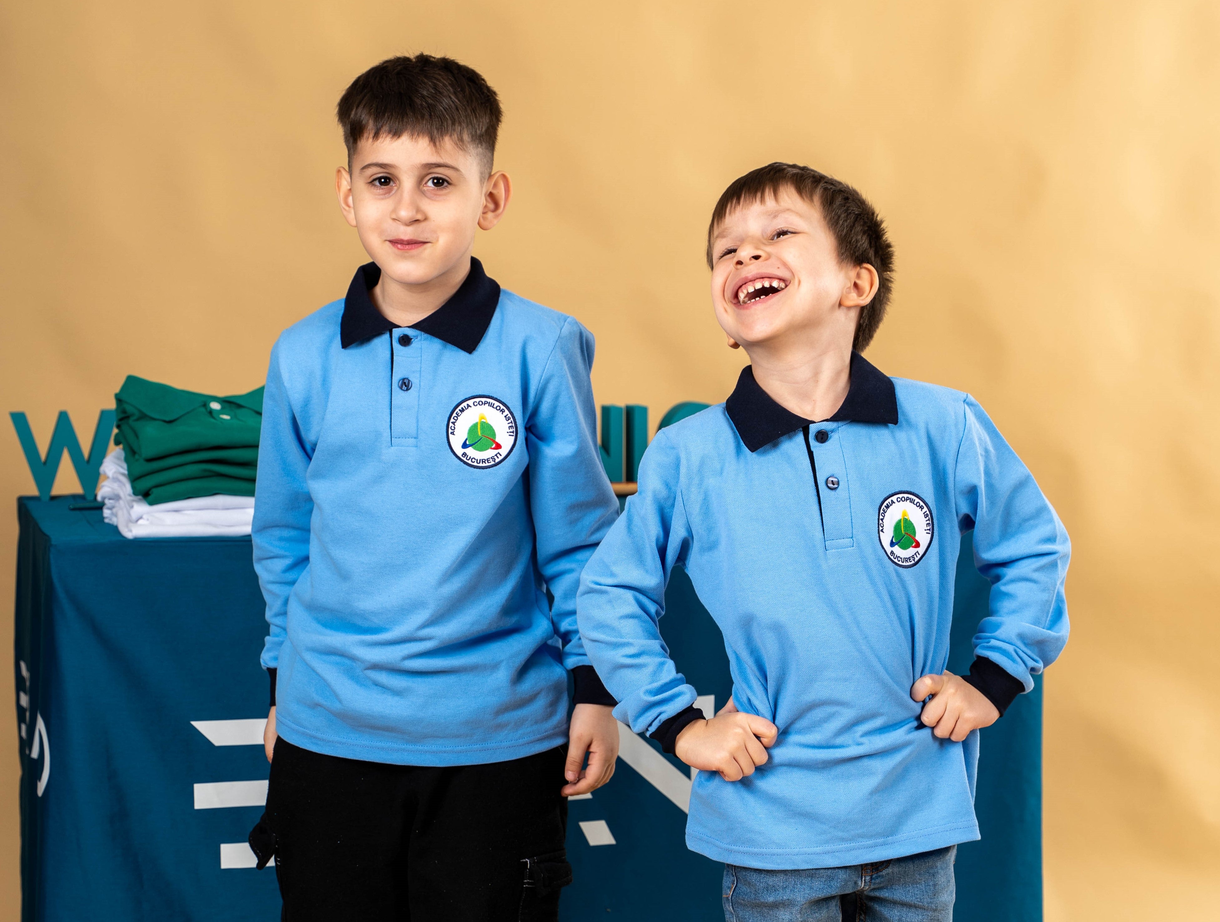 Tricou polo pentru copii cu maneca lunga bicolor albastru/negru - BR10