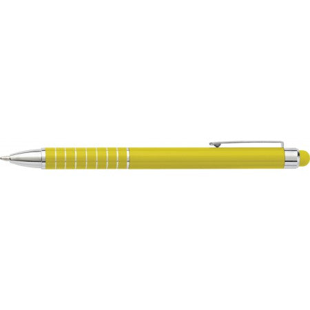 Aluminium lacquered ballpen with a rubber tip, yellow