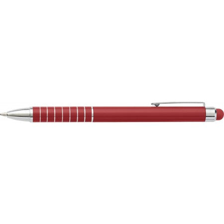 Aluminium lacquered ballpen with a rubber tip, red