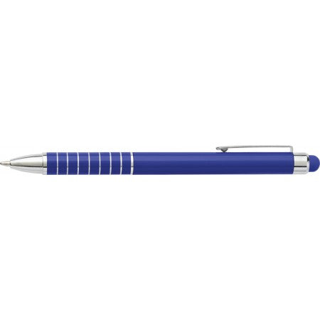Aluminium lacquered ballpen with a rubber tip, cobalt blue