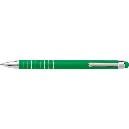 Aluminium lacquered ballpen with a rubber tip, light green