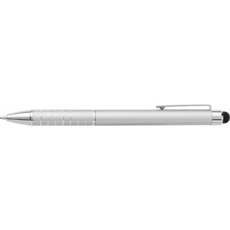 Aluminium lacquered ballpen with a rubber tip, silver