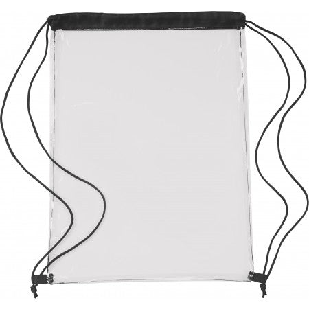 Transparent PVC drawstring backpack, black