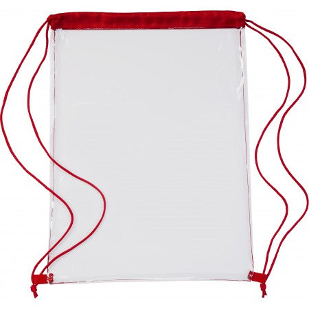 Transparent PVC drawstring backpack, red