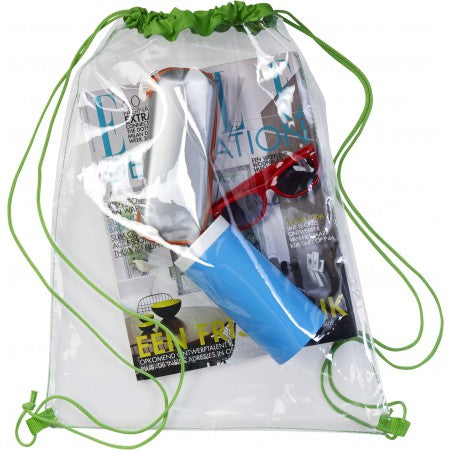 Transparent PVC drawstring backpack, lime