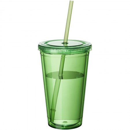 Cyclone insulated tumbler and straw, green, 15,5 x d: 10 cm