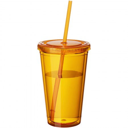 Cyclone insulated tumbler and straw, orange, 15,5 x d: 10 cm