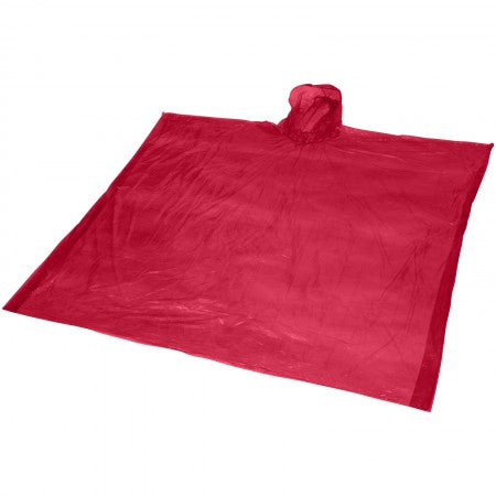 Ziva disposable rain poncho with pouch, red, 15,8 x 10,7 x 1