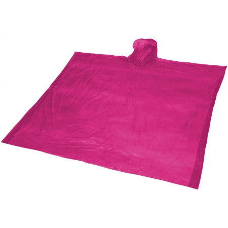 Ziva disposable rain poncho with pouch, pink, 15,8 x 10,7 x