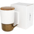Tahoe tea and coffee ceramic mug with wood lid, White