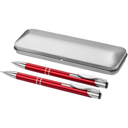 Dublin pen set, red, 16 x 5,5 x 2,5 cm