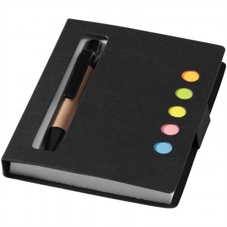 Reveal sticky notes book and pen, solid black, 10,5 x 7,8 x