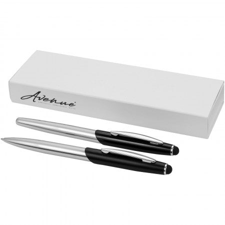 Geneva stylus ballpoint pen and rollerball pen set, grey, 13