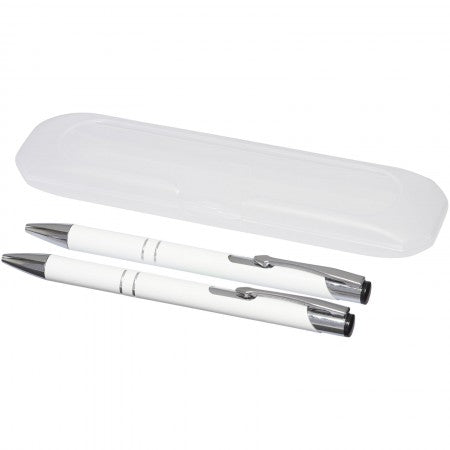 Belfast Pen Set, white, 17 x 4,1 x 1,7 cm