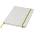 White A5 spectrum notebook with coloured strap, lime